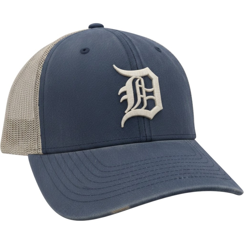 Lids Detroit Tigers Trucker Hat Adjustable Snapback Navy Blue Mesh Old English D